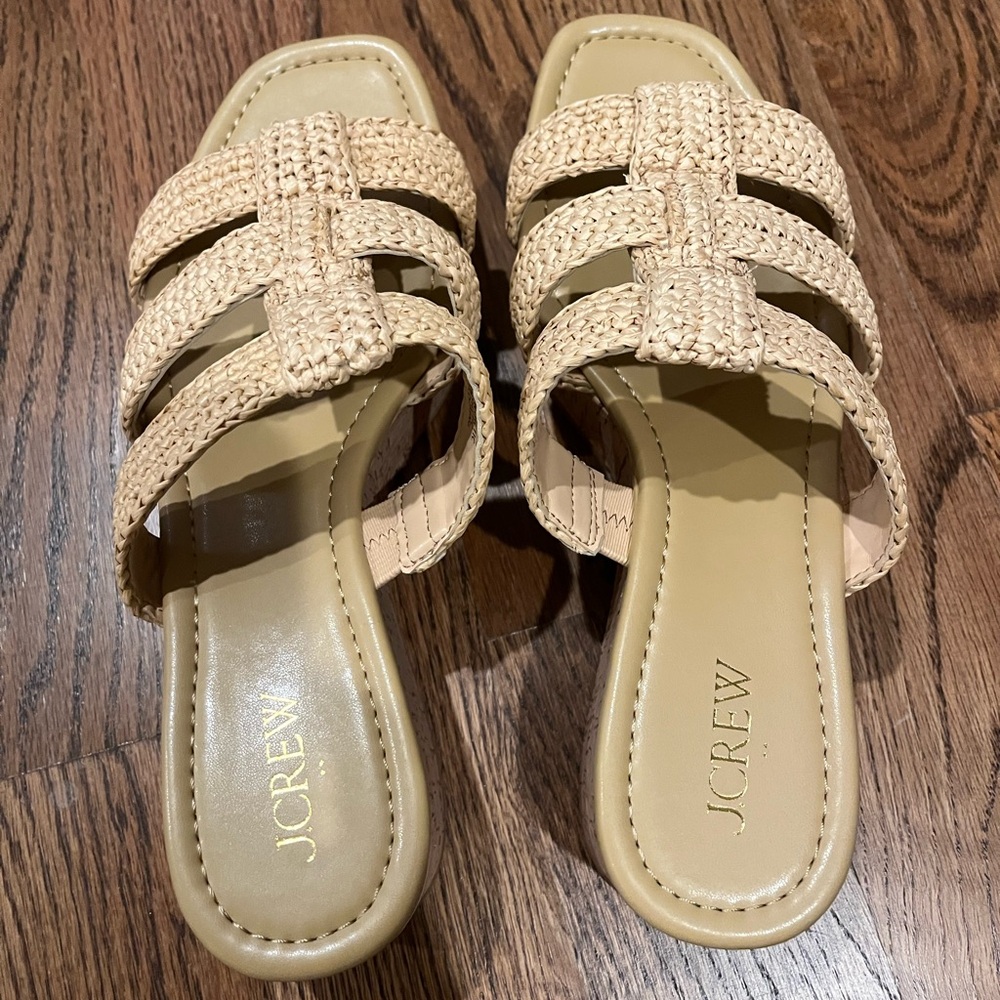 J. Crew Caged Platform Wedges Raffia Sandal Size 9 NWT - Picture 5 of 9